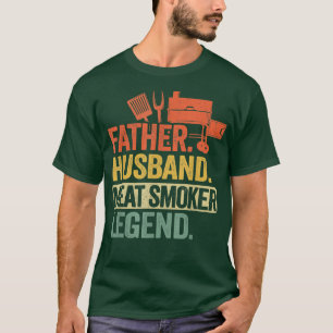 Mannen vader Geestband Vlees Smoker Legend Grillin T-shirt