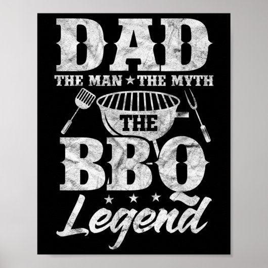 Mannen vader Het Man De mythe BBQ Barbeque Grill F Poster (Voorkant)