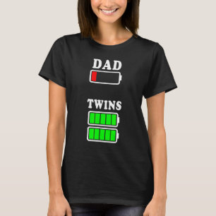 Mannen vader lage batterij tweeling volledige ladi t-shirt