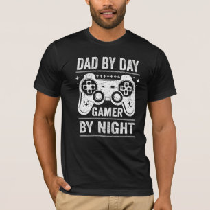 Mannen vader op dag games op nachtvideo Gamer pa F T-shirt