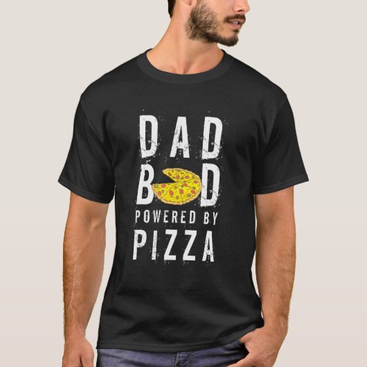Mannen vader op straat met Pizza vaders dag T-shirt (Voorkant)