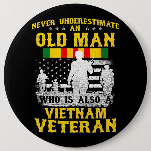 Mannen vader opa Vietnam Veteraan  Shirt Mannen Ronde Button 6,0 Cm (Voorkant)