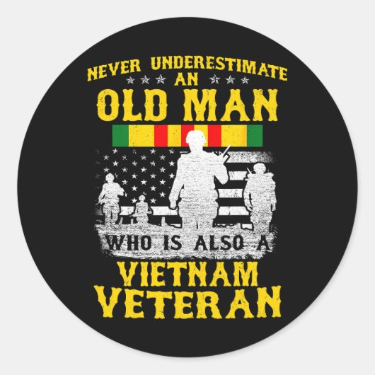 Mannen vader opa Vietnam Veteraan  Shirt Mannen Ronde Sticker (Voorkant)
