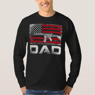 Mannen vader Papa Pistool Rechten Ar 15 Amerikaans T-shirt