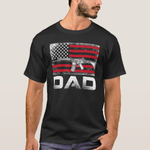 Mannen vader Papa Pistool Rechten Ar 15 Amerikaans T-shirt