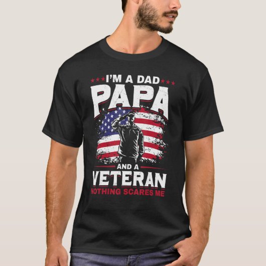 Mannen vader Papa vs Veteran Patriotic Father Sold T-shirt (Voorkant)