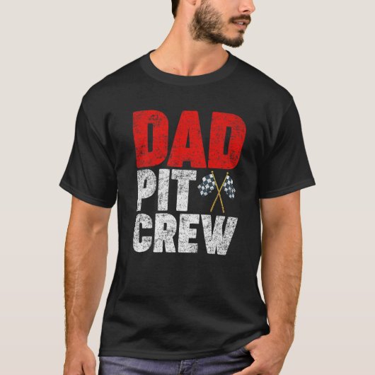 Mannen vader Pit Crew Funny Car Race Kart Racing P T-shirt (Voorkant)
