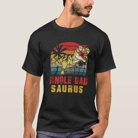 Mannen vader Saurus Dinosaur Fun Single Dadsaur T-shirt (Voorkant)