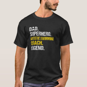 Mannen vader Superheld Artistiek Zwemcoach Funny T-shirt