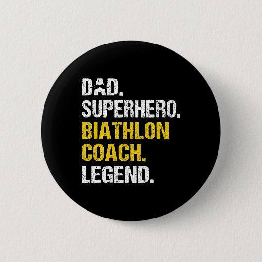 Mannen vader Superheld Biathlon Coach Funny Biathl Ronde Button 5,7 Cm (Voorkant)