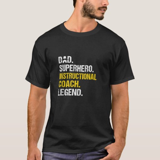 Mannen vader superheld instructiecoach Funny Instr T-shirt (Voorkant)