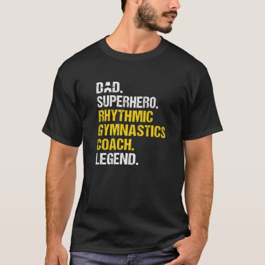 Mannen vader superheld ritmische gymnastiek coach t-shirt (Voorkant)