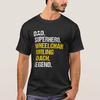 Mannen vader superheld rolstoel curling coach grap t-shirt