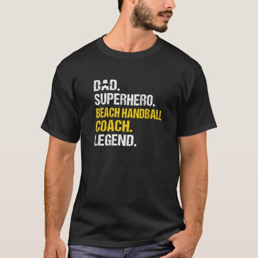 Mannen Vader Superheld Strand Handbal Coach Premiu T-shirt (Voorkant)
