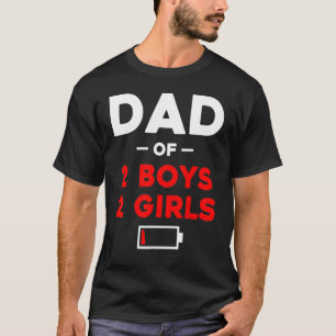 Mannen vader van 2 jongens 2 meisjes laag batterij t-shirt