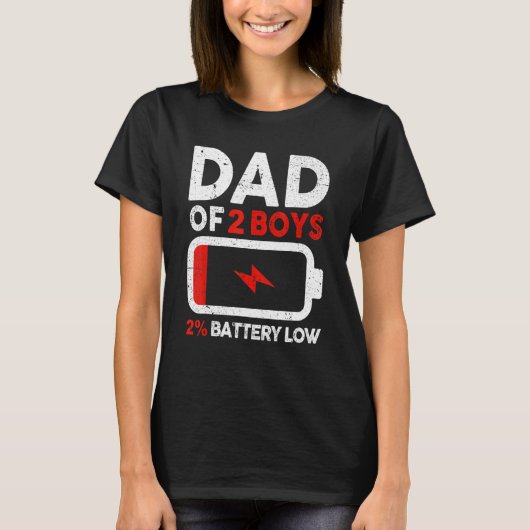 Mannen vader van 2 jongens met weinig batterij ver t-shirt (Voorkant)