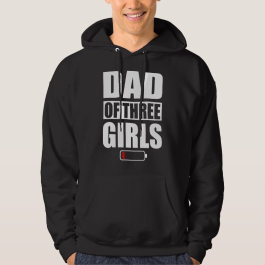 Mannen vader van 3 meisjes Drie Daughters Vaderdag Hoodie (Voorkant)