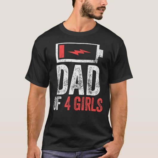 Mannen vader van 4 meisjes van de Vaderdag bi T-shirt (Voorkant)