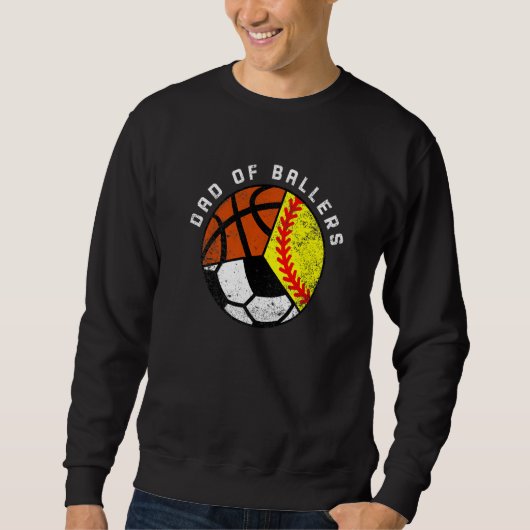 Mannen Vader Van Ballers Softbal Voetbal Basketba Trui (Voorkant)