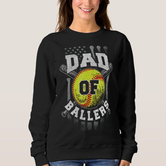Mannen vader van balletjes, papa van Softball Play Trui (Voorkant)