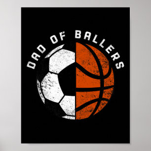 Mannen vader van byllers leuk voetbal bysketbyll v poster