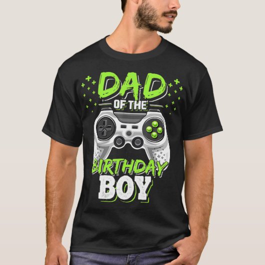 Mannen vader van de Birthday Boy Matching Video Ga T-shirt (Voorkant)