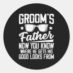 Mannen vader van de bruidegom trouwkostuum bruideg ronde sticker
