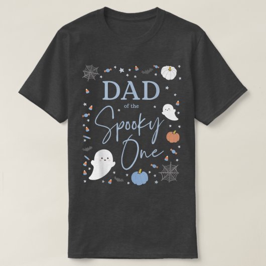 Mannen vader van de Spooky One First Birthday Blue T-shirt (Design voorkant)