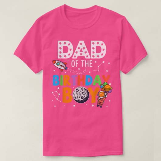 Mannen vader van het Birthday Astronaut Boy Space T-shirt (Design voorkant)
