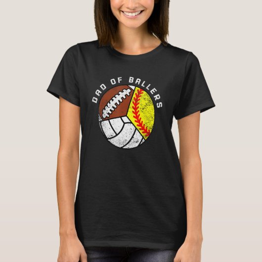 Mannen vader van het Football van de Ballers Softb T-shirt (Voorkant)