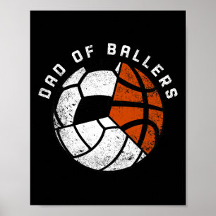 Mannen vader van knuffelaars plezier volleybal voe poster