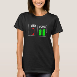Mannen vader van twee zons lagebatterij dag t-shirt