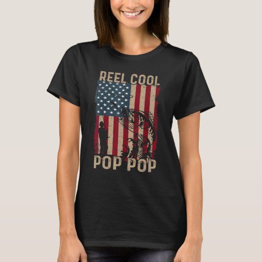 Mannen Vaderdag Amerikaanse Vlag Vis Reel Cool T-shirt (Voorkant)