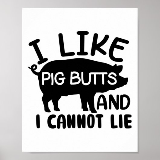 Mannen Vaderdag BBQ Ik hou van varkensbillen Grill Poster (Voorkant)