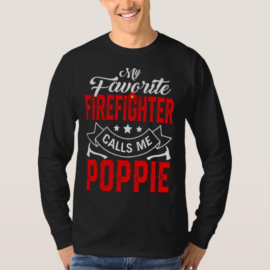 Mannen Vaderdag Mijn favoriete brandweerman roept  T-shirt (Voorkant)