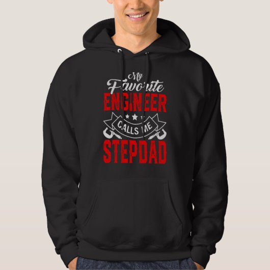 Mannen Vaderdag Mijn favoriete ingenieur roept me Hoodie (Voorkant)