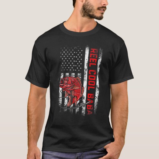 Mannen Vaderdag Reel Cool Baba Fish Amerikaanse FL T-shirt (Voorkant)