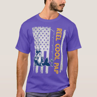 Mannen Vaderdag Reel Cool Pap Fish American Fla T-shirt