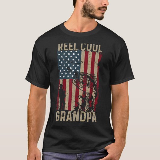 Mannen Vaderdag Vist Reel Cool Grandpa Ameri T-shirt (Voorkant)