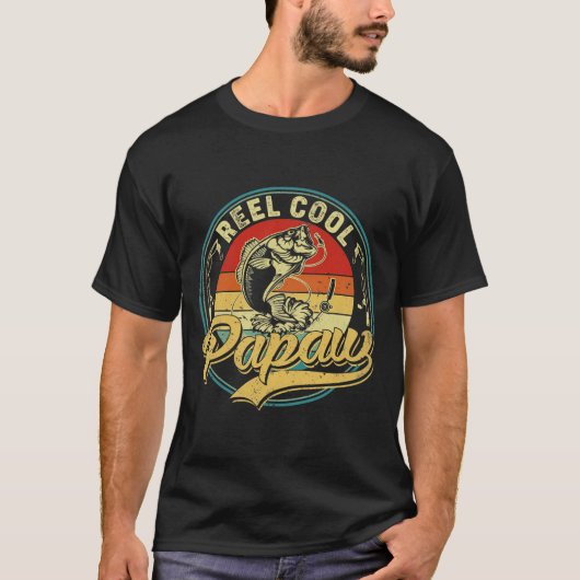 Mannen  vaderdag Vist Reel Cool Papaw T-shirt (Voorkant)