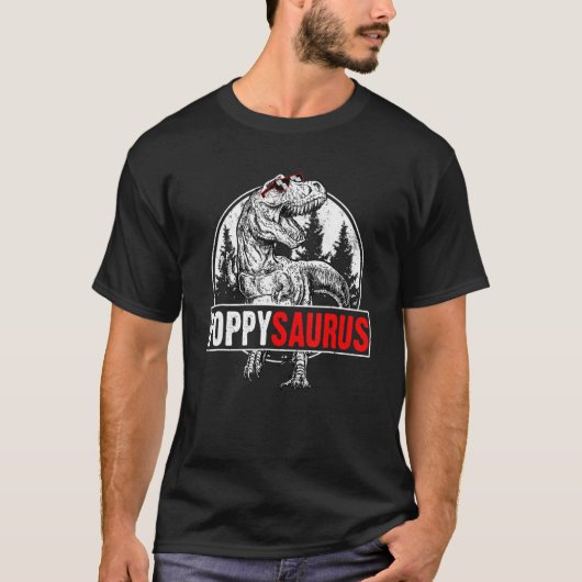Mannen vaders Dag Poppysaurus T Rex Dinosaur Poppi T-shirt (Voorkant)