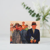 mannen van 1950 met een Hickey-Freeman Briefkaart (Staand voorkant)