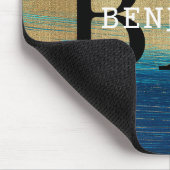 Mannen van Abstract marinesologram en goudmonogram Muismat (Hoek)