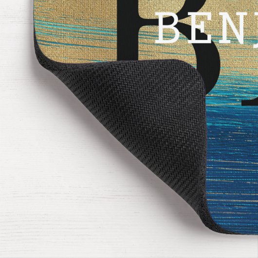 Mannen van Abstract marinesologram en goudmonogram Muismat (Hoek)