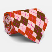 Mannen van Argyle Red en Brown Sporty Stropdas (Opgerold)