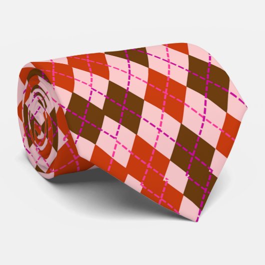 Mannen van Argyle Red en Brown Sporty Stropdas (Opgerold)