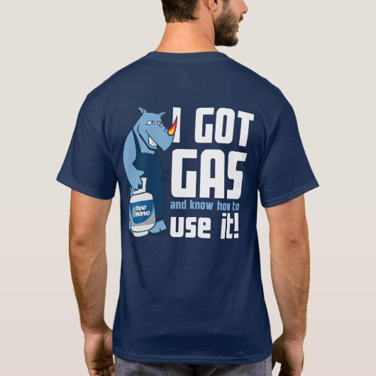 Mannen van Blue Rhino "Ik heb gas" T-shirt (Achterkant)