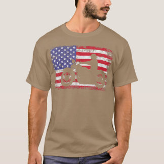 Mannen van de Amerikaanse motorfiets met vlagmotor T-shirt