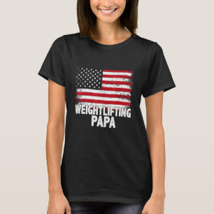 Mannen van de Amerikaanse vlag "Weightlift Papa Am T-shirt