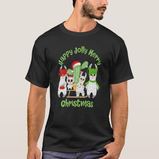 Mannen van de familie Llama Vrouwen met Kinder ker T-shirt (Voorkant)